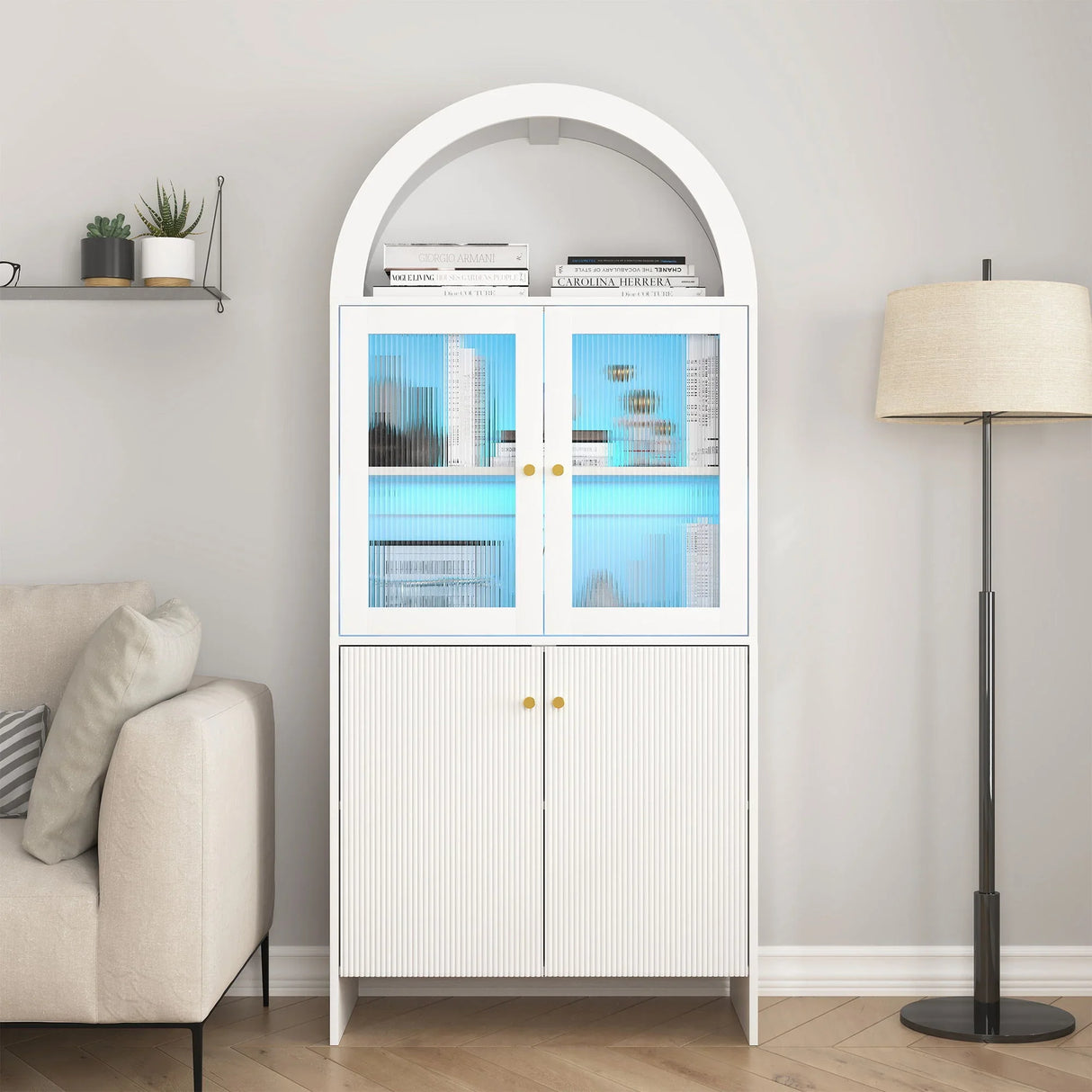 Modern Tech Inspired Dome Cabinet With LED Lighting - Furniture Home Direct
