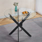 Dining Table With Cross Metal Leg And Tempered Glass, Modern Space Saving Kitchen Table For Living Room - Furniture Home Direct
