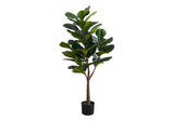 47" Tall, Artificial Plant, Fiddle Tree, Indoor, Fake, Floor, Greenery, Potted, Real Touch, Decorative - Green / Black - Furniture Home Direct