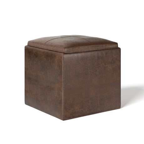 Rockwood - Upholstered Cube Storage Ottoman With Tray - Furniture Home Direct
