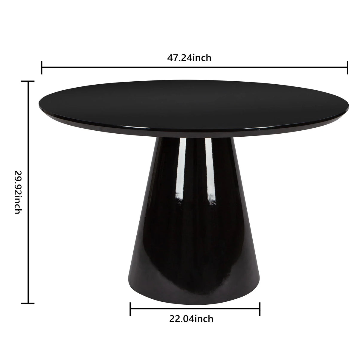 Modern High Gloss Minimalist Round Dining Table - Black - Furniture Home Direct