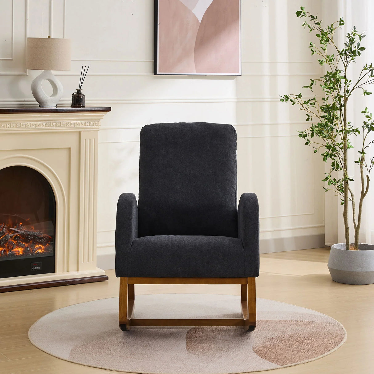 Rocking Glider Chair With High Back And Side Pocket - Furniture Home Direct