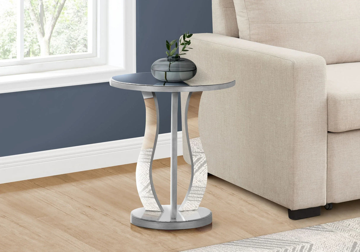 Accent Table, Side Mirror, Transitional - Silver - Furniture Home Direct
