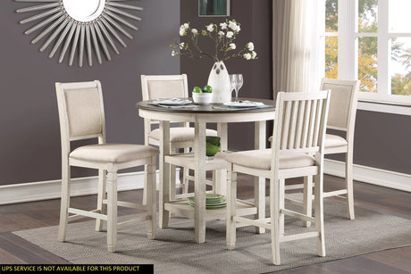 Counter Height Dining Set with Shelves Antique White - Furniture Home Direct
