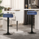 Counter Stool Set Round Upholstered Bar Stools Kitchen Blue - Furniture Home Direct