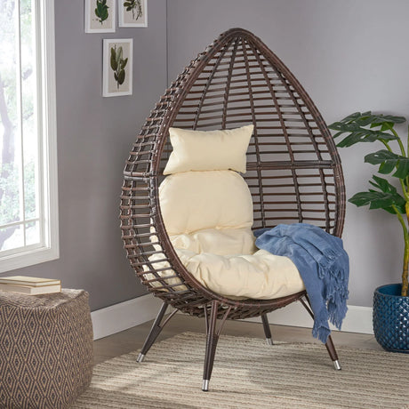 Cutter Teardrop Patio Chair With Water Resistant Cushion - Multi / Brown / Beige