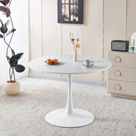 Tulip Dining Table with MDF Top and Metal Pedestal White