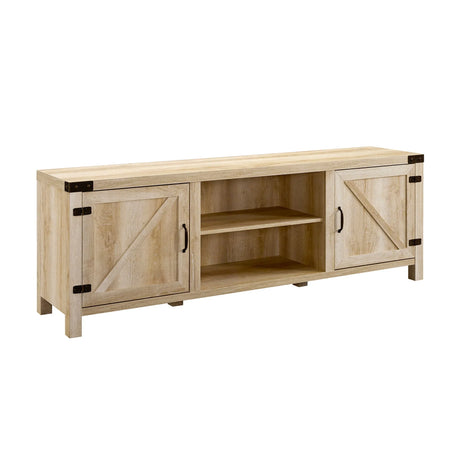 Rustic Farmhouse Double Barn Door 70" TV Stand For 80" TVs With Center Shelves - Furniture Home Direct