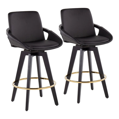 Cosmo - Contemporary Fixed Height Counter Stool With Swivel With Round Footrest (Set of 2) - Furniture Home Direct