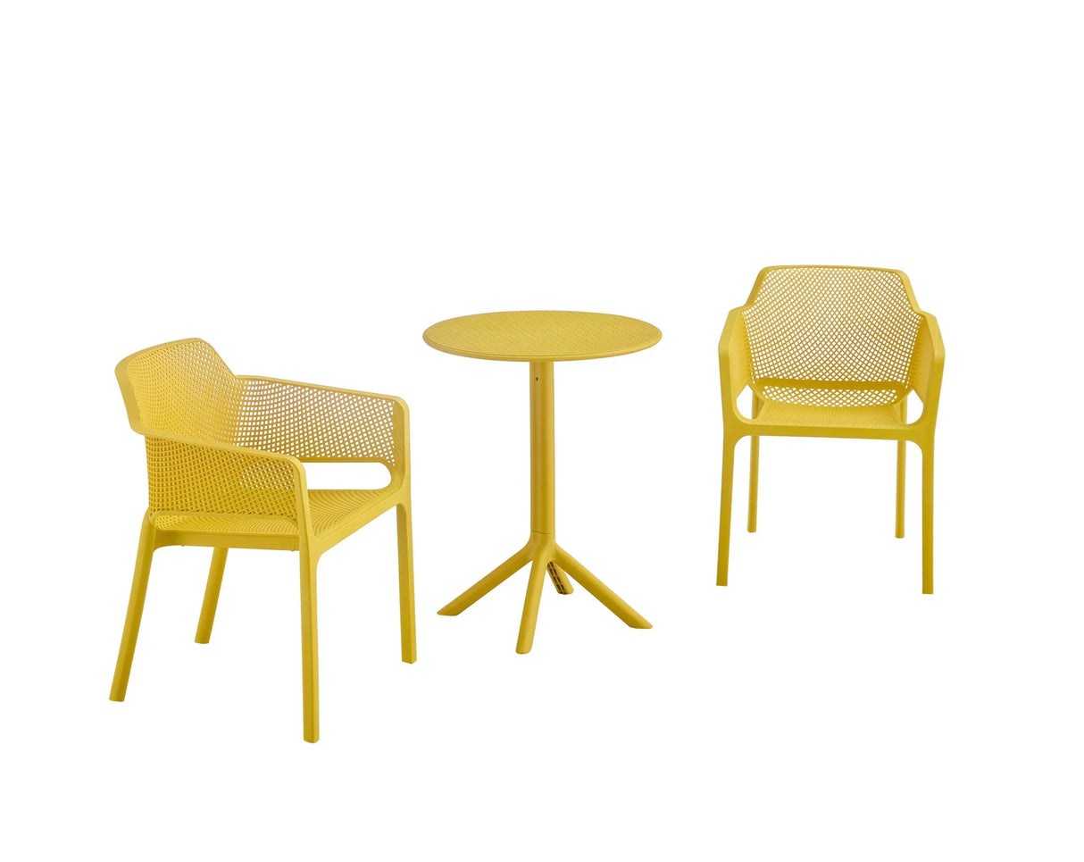 3 Piece Plastic Arm Chair Bistro Grs Premium Ocean Plastic - Furniture Home Direct