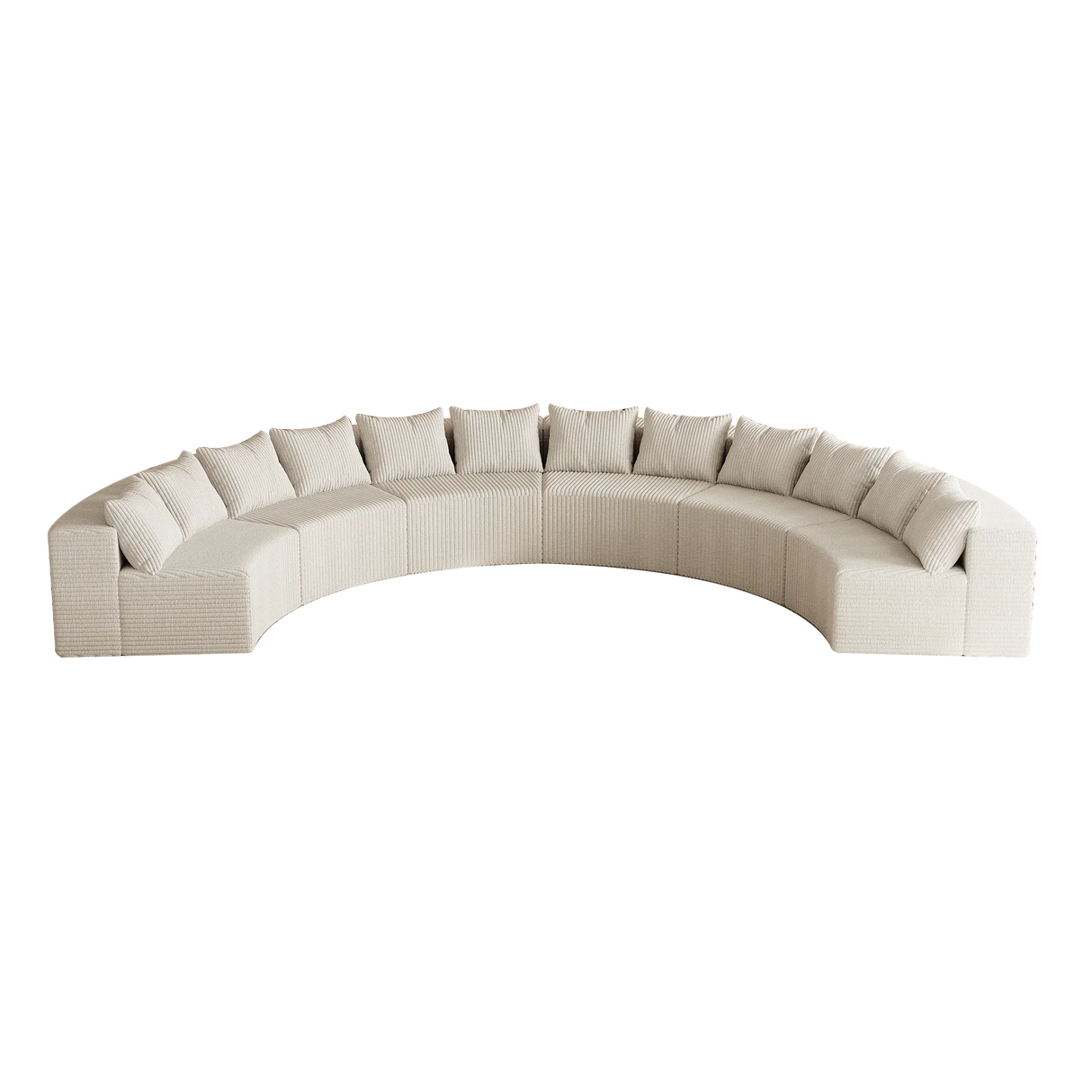 Corduroy Curved Modular Sectional With 12 pillows - White - Furniture Home Direct