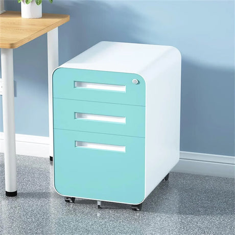3 Drawer Mobile File Cabinet Under Desk Office, Simple Style Versatile Storage Cabinet For Legal / Letter / A4 Files, 5 Wheel Design Anti-Tilting Cold Rolled Steel Waterproof Moisture-Proof - Furniture Home Direct