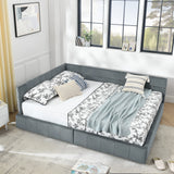 Mid-Century Storage Upholstered Tufted Bed Frame With Backrest And Armrests - Furniture Home Direct