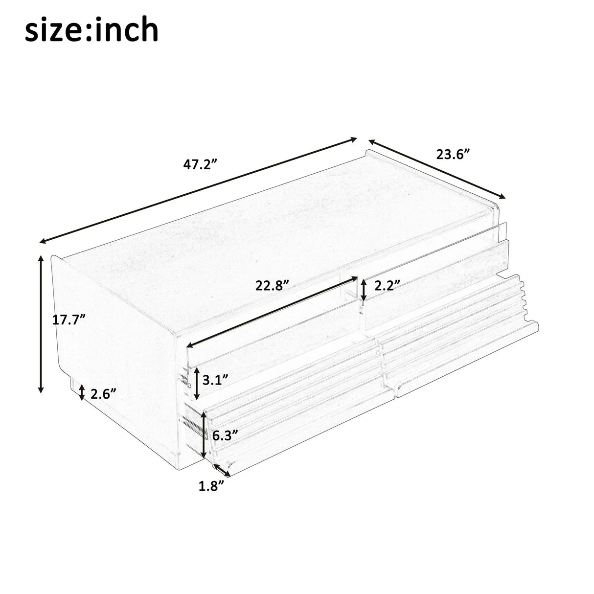 Modern Rectangle Coffee Table With 4 Drawers And 2 Display Shelves - Furniture Home Direct