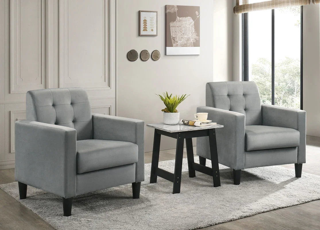 Hale - Velvet Armchairs And End Table Living Room (Set of 3) - Furniture Home Direct