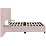 Full Size Upholstered Platform Bed Tall Headboard Pink - Furniture Home Direct