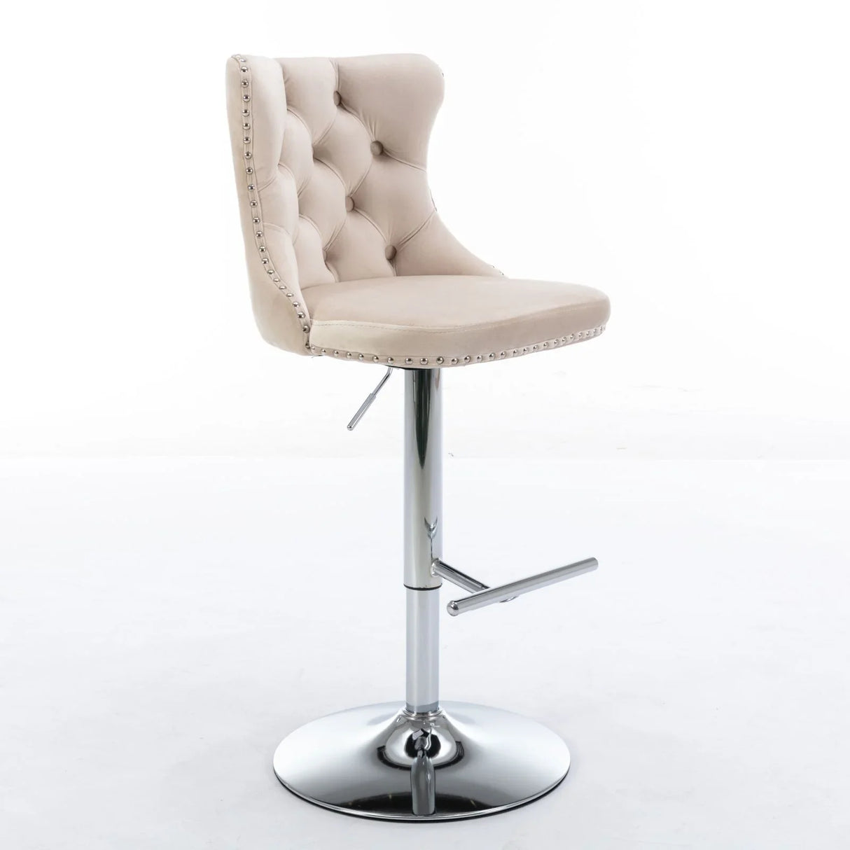 Swivel Velvet Barstools Adjusatble Seat Height From 25-33", Modern Upholstered Chrome Base Bar Stools With Backs Comfortable Tufted For Home Pub And Kitchen Island (Set of 2) - Furniture Home Direct