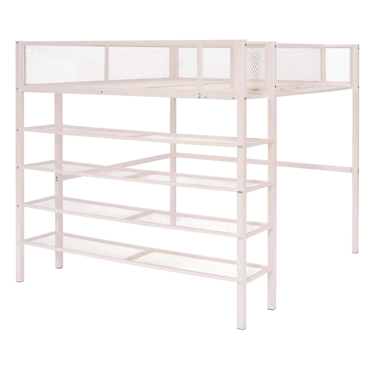 Loft Bed With 4 Tier Shelves And Storage - Furniture Home Direct