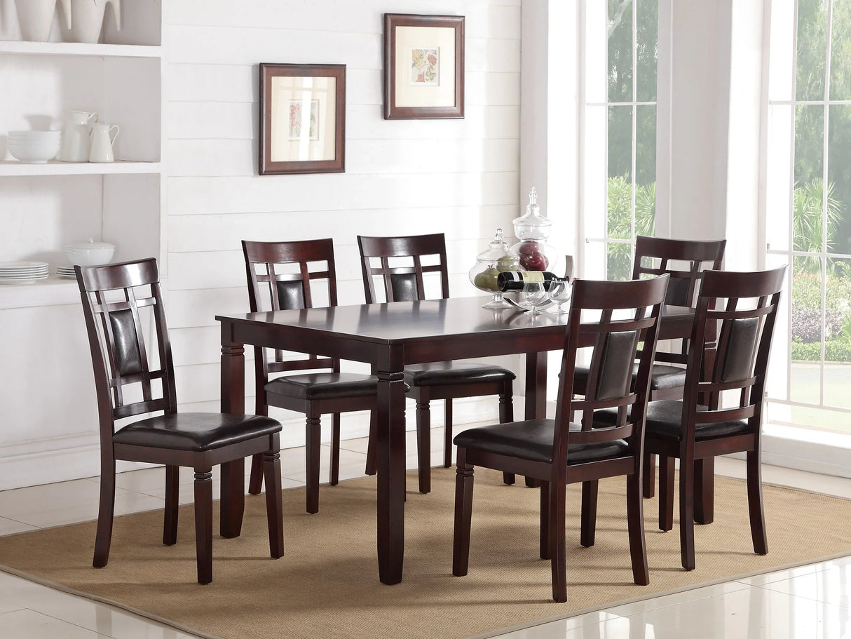Dining Set with Upholstered PU Chairs 7 Piece Espresso - Furniture Home Direct