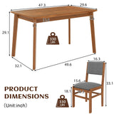 5 Pieces Rectangle Wooden Dining Table Set, Mid Century Modern Kitchen Table And 4 Upholstered Chairs For Home, Saving Space - Brown / Gray - Furniture Home Direct