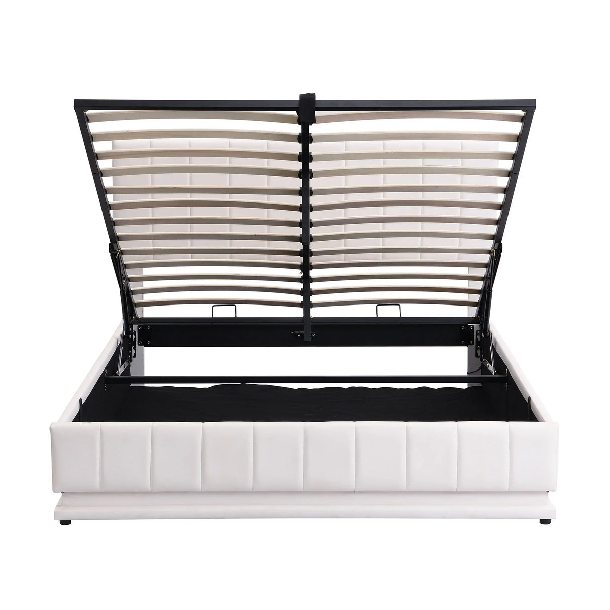 Upholstered Bed With Hydraulic Storage System And LED Light, With Sockets And USB Ports - Furniture Home Direct