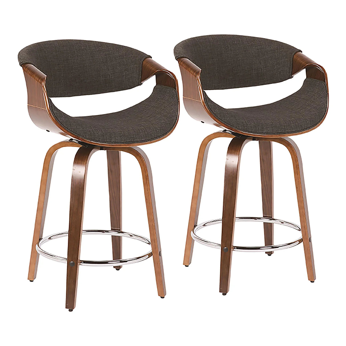 Curvini - Mid Century Modern Counter Stool (Set of 2) - Furniture Home Direct