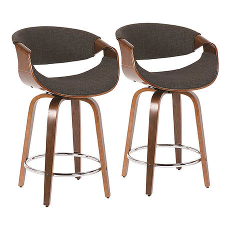 Curvini - Mid Century Modern Counter Stool (Set of 2) - Furniture Home Direct