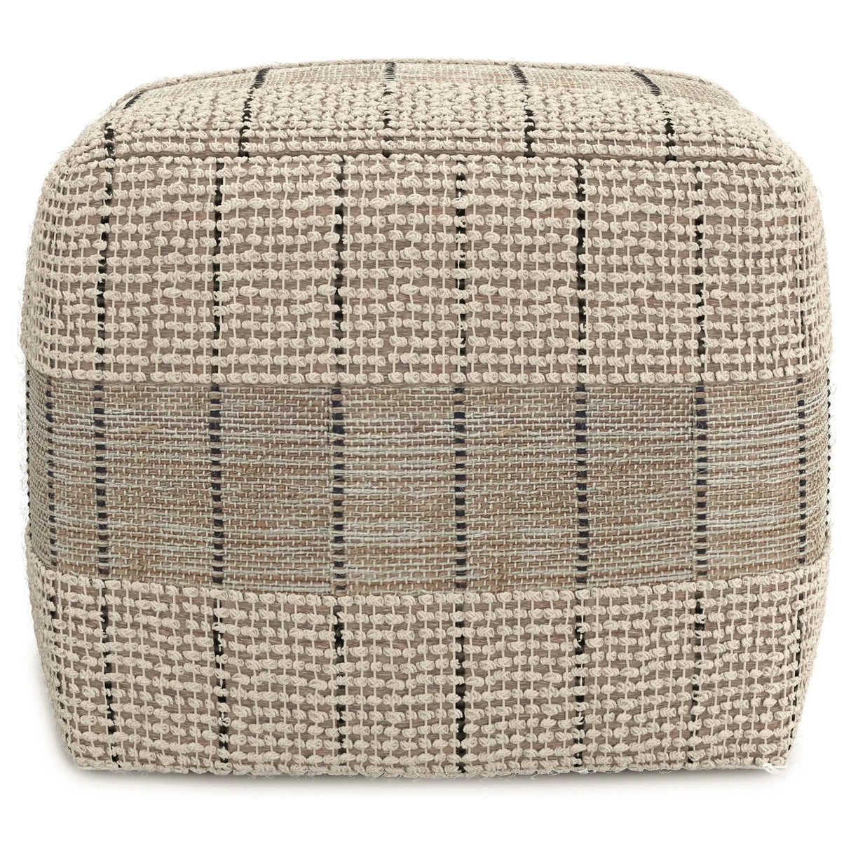 Elmer - Square Woven Pouf - Natural / Gray - Furniture Home Direct