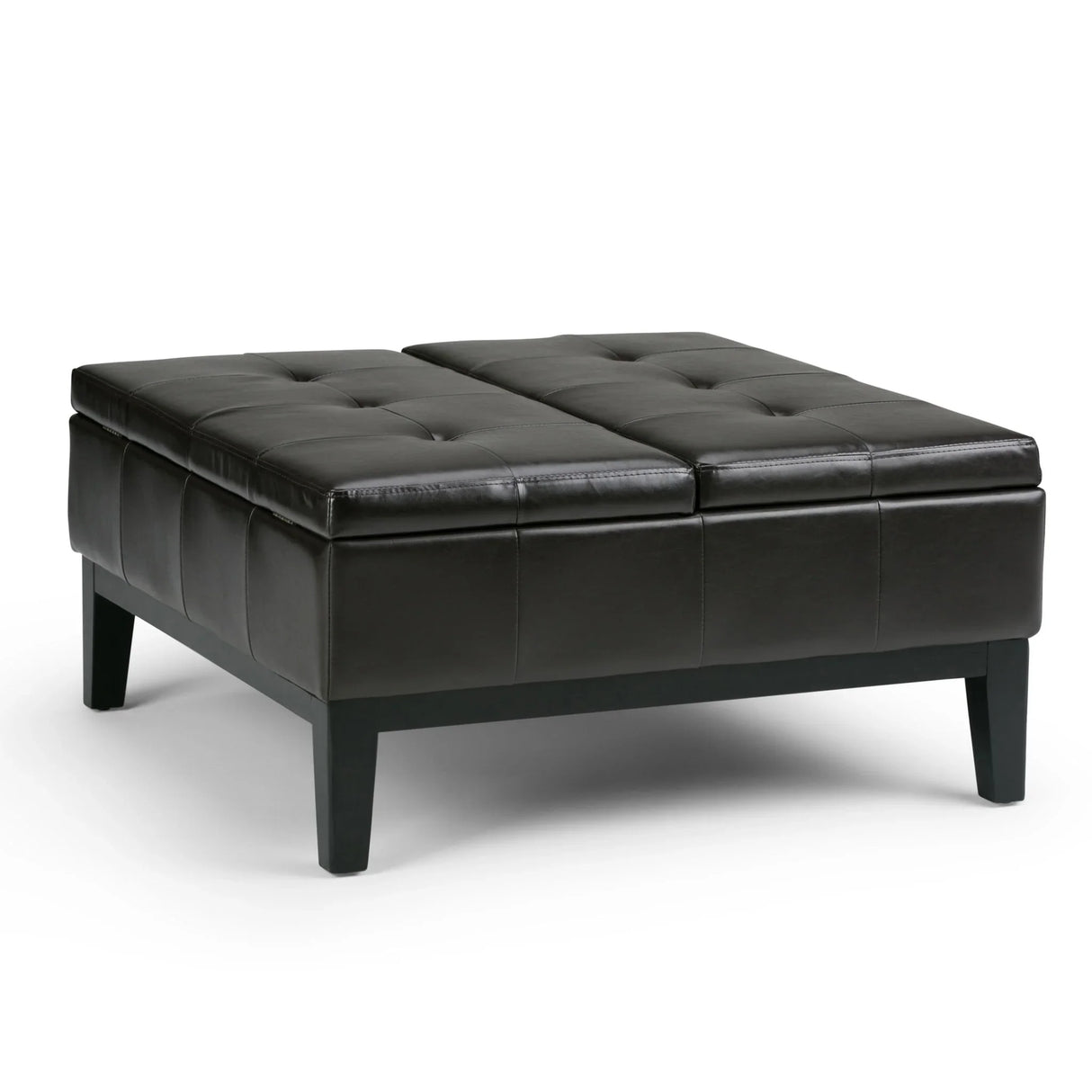 Dover - Square Coffee Table Storage Ottoman - Tanners Brown - Furniture Home Direct