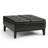 Dover - Square Coffee Table Storage Ottoman - Tanners Brown - Furniture Home Direct