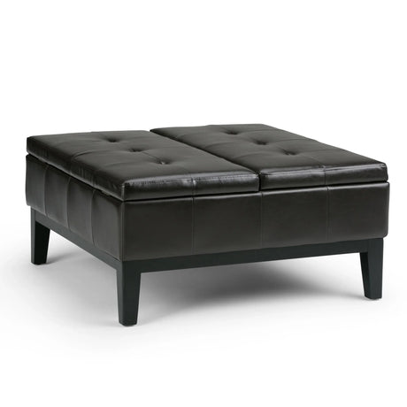 Dover - Square Coffee Table Storage Ottoman - Tanners Brown - Furniture Home Direct