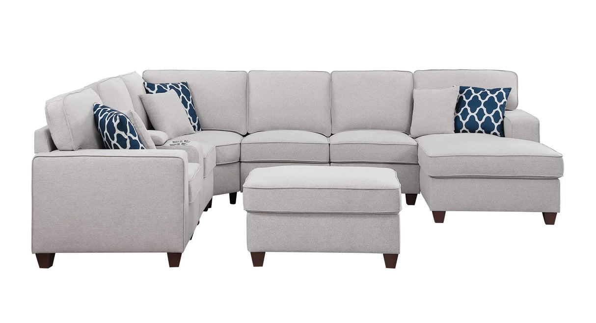 Tina - 8 Piece Upholstered Sectional With Ottoman - Furniture Home Direct