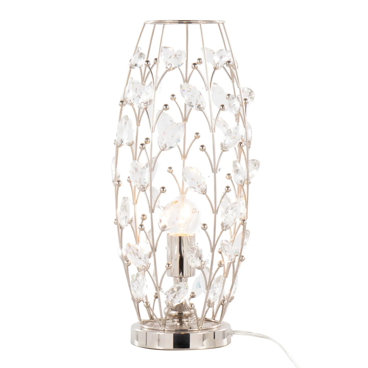 Crystal - Buds Contemporary Uplight Lamp - Polished Nickel / Clear Crystal - Furniture Home Direct