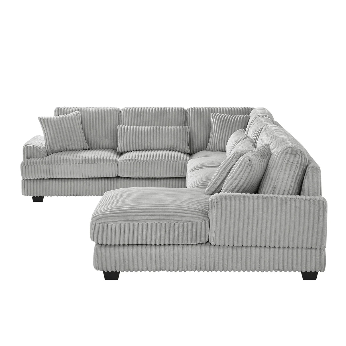 Sectional Sofa Oversized U Shaped Corduroy Fabric Gray - Furniture Home Direct