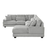Sectional Sofa Oversized U Shaped Corduroy Fabric Gray - Furniture Home Direct