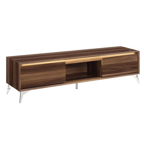 Raceloma - TV Stand (With LED) - Walnut / Chrome - Furniture Home Direct