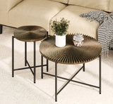 Radial - Pattern Coffee And End Table Set Waterproof Cover, Distressed Cylindrical Design (Set of 2) - Furniture Home Direct