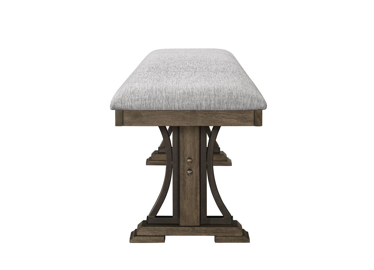 Dining Set Rustic Wood Bench and Upholstered Chairs Brown - Furniture Home Direct