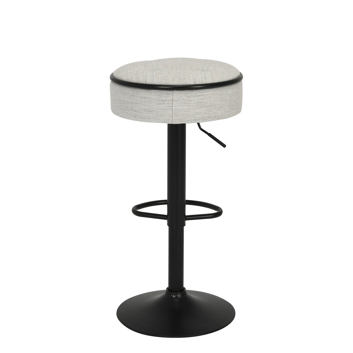 Counter Stool Round Linen Upholstered Seat Off White - Furniture Home Direct