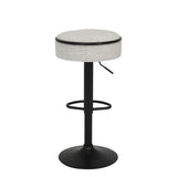 Counter Stool Round Linen Upholstered Seat Off White - Furniture Home Direct