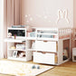 Low Loft Bed With Rolling Desk, Shelf And Drawers - Furniture Home Direct