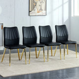 Medieval Modern Dining Chairs With Cushions And Metal Legs Material (Set of 4) - Black - Furniture Home Direct