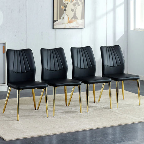 Medieval Modern Dining Chairs With Cushions And Metal Legs Material (Set of 4) - Black - Furniture Home Direct