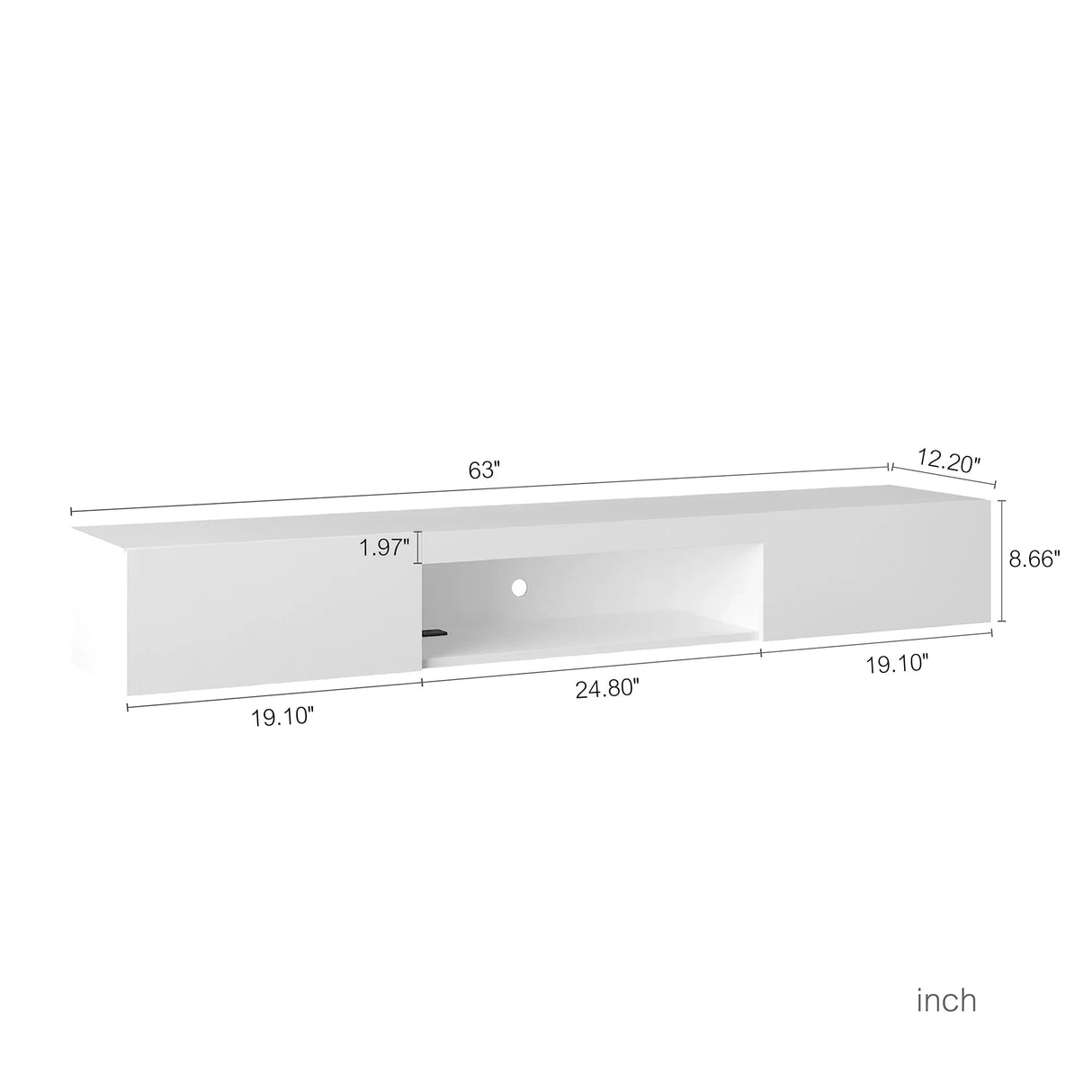 Wall Mounted TV Stand 63 Inch LED Illuminated White - Furniture Home Direct