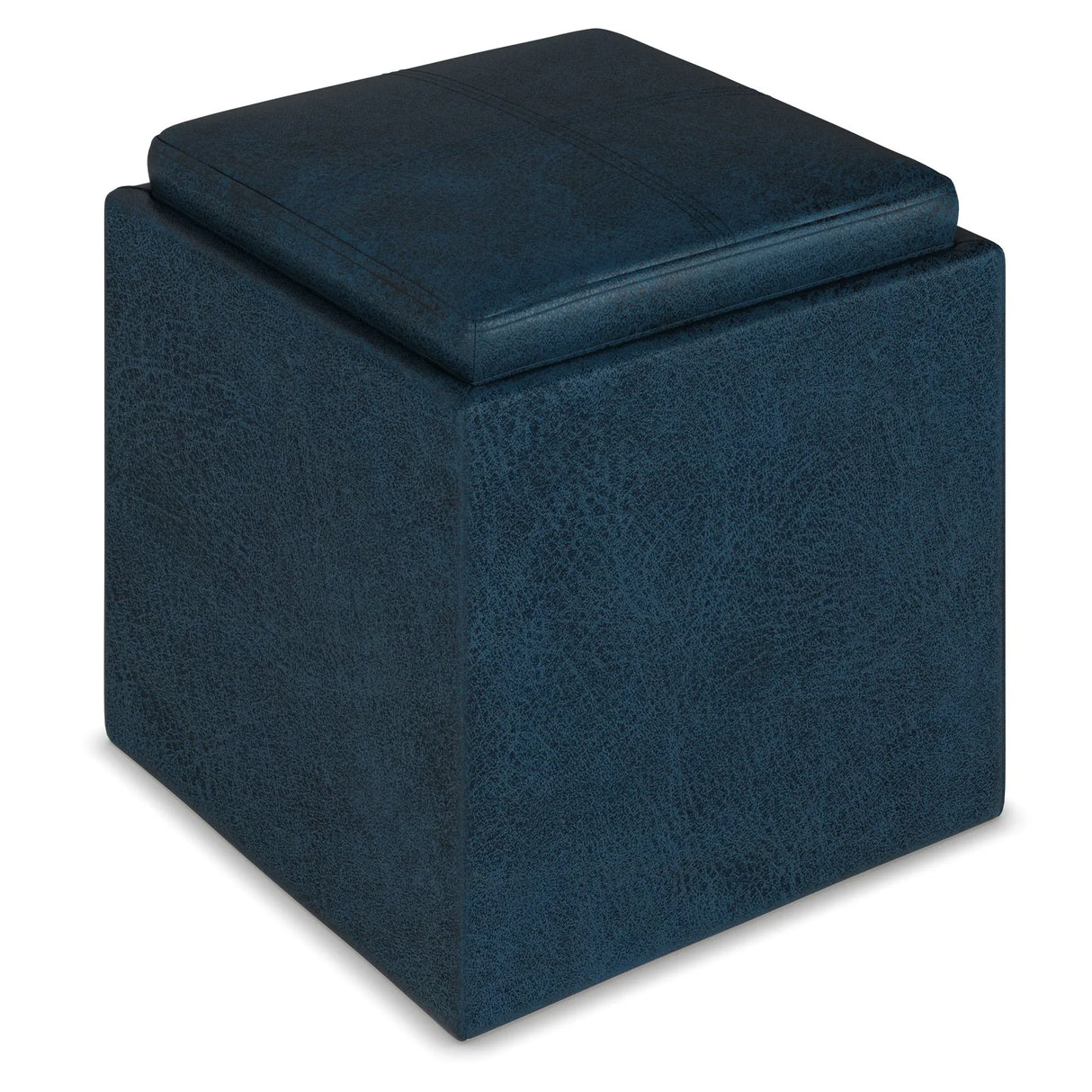 Rockwood - Upholstered Cube Storage Ottoman With Tray - Furniture Home Direct