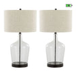 Botella - Contemporary Table Lamp Built In USB Port (Set of 2) - Clear / Oil Bronze / Natural - Furniture Home Direct