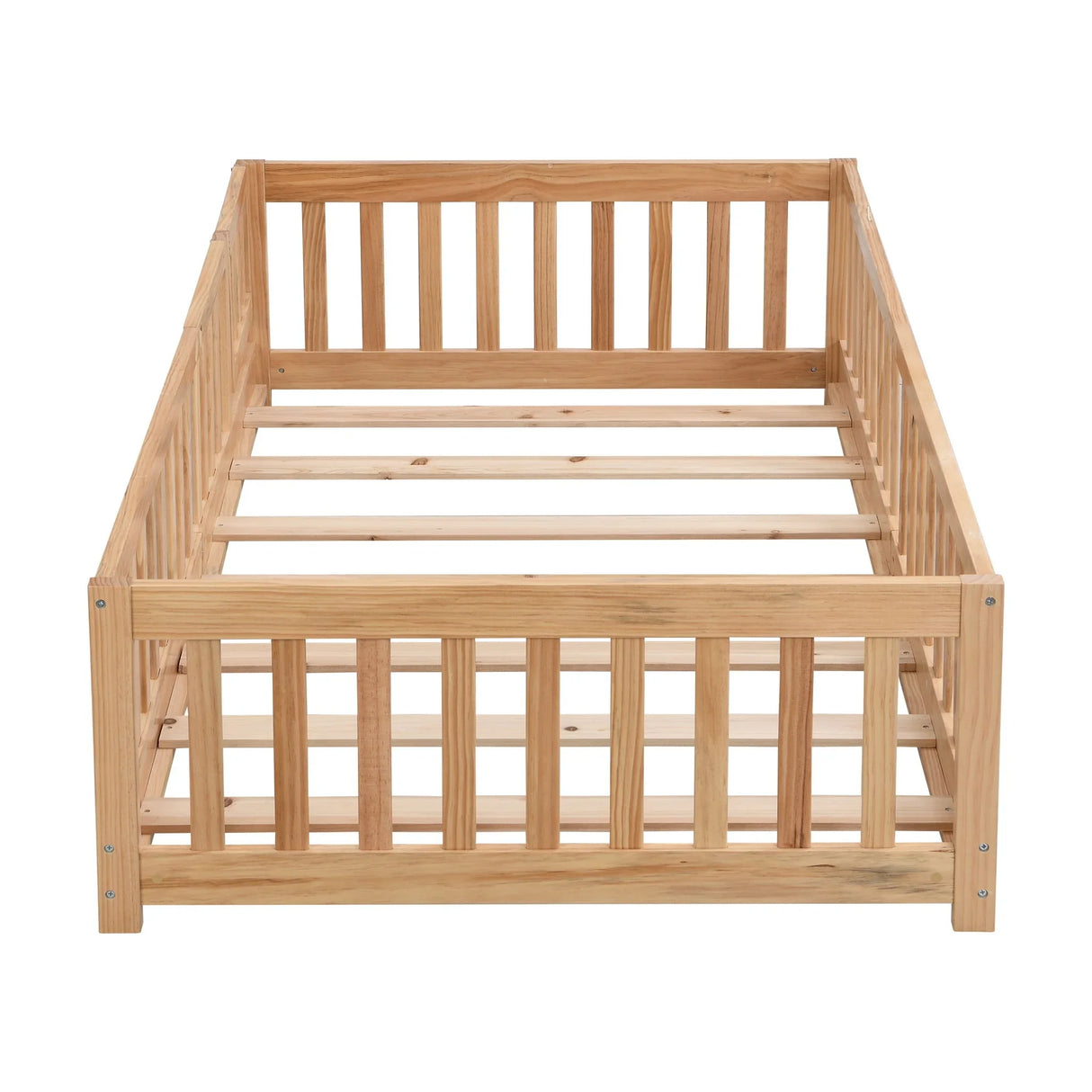 Solid Wood Floor Bed With Door And Fence For Children - Furniture Home Direct