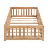 Solid Wood Floor Bed With Door And Fence For Children - Furniture Home Direct