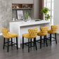 Contemporary Velvet Upholstered Wing-Back Barstools With Button Tufted Decoration And Wooden Legs, And Chrome Nailhead Trim, Leisure Style Bar Chairs, Bar Stools (Set of 4) - Furniture Home Direct