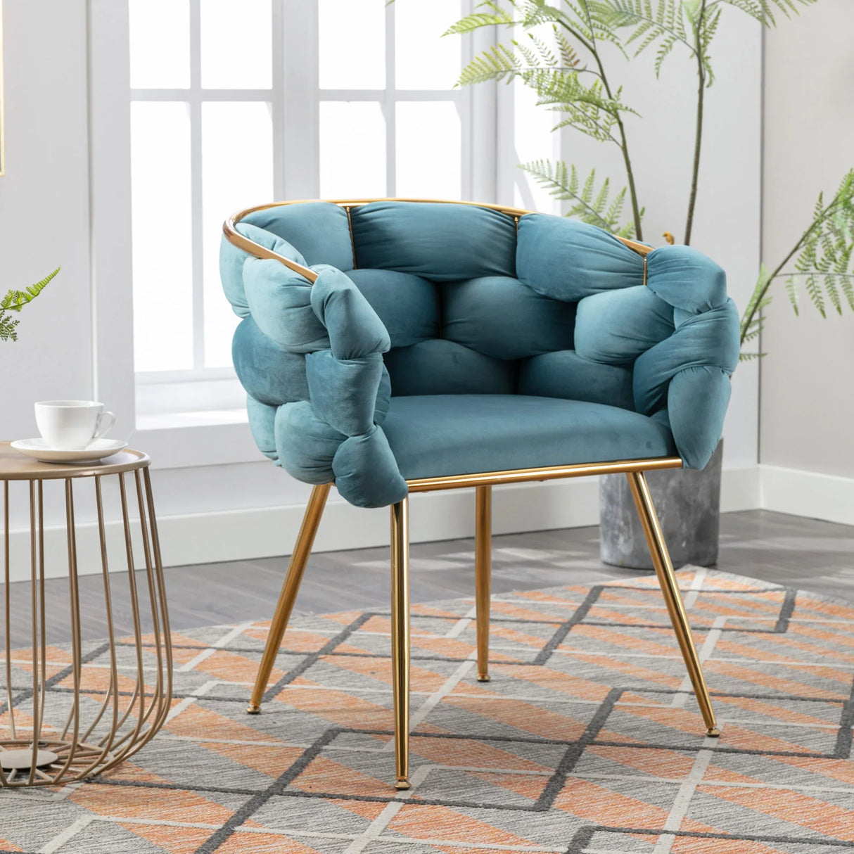 Luxury Modern Simple Leisure Velvet Single Sofa Chair Bedroom Lazy Person Household Dresser Stool Manicure Table Back Chair - Furniture Home Direct